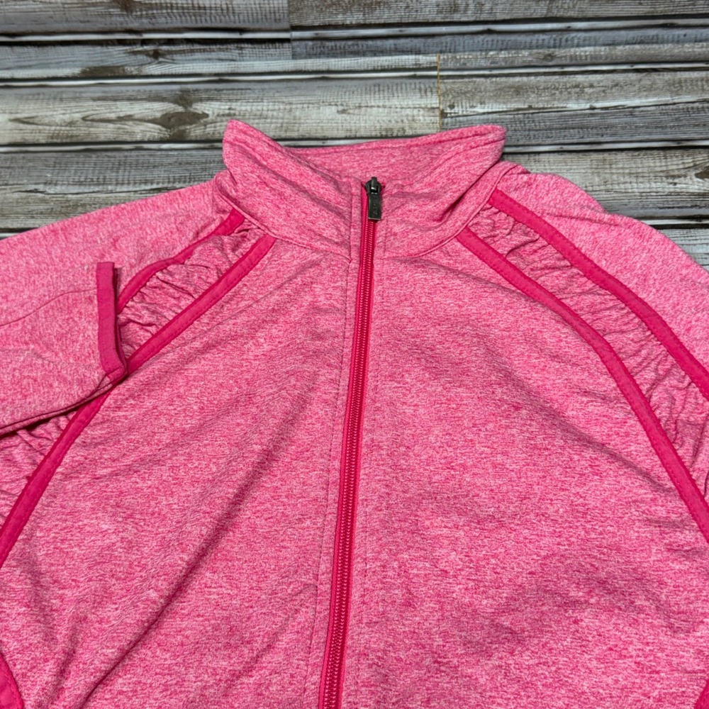 Ariat Full Zip Jacket Women M Pink Heathered Ruffle Trim Activewear